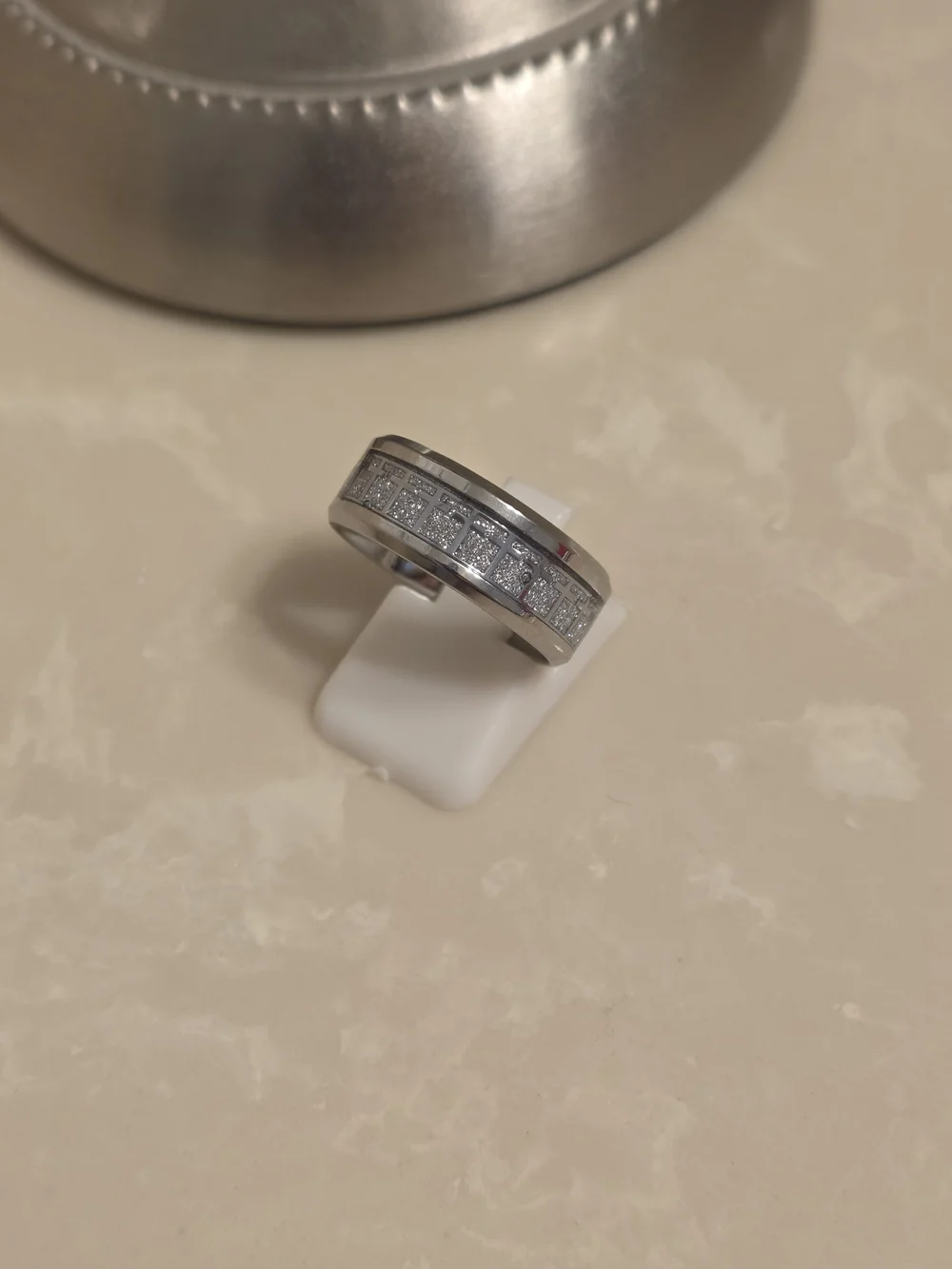 Men's Brushed Silver Stainless Steel Cross Ring Size 8